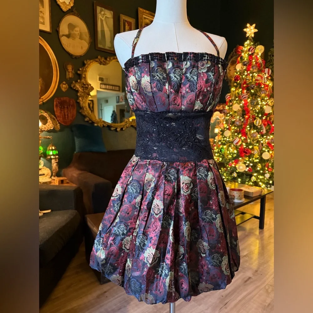 Bebe vintage goth Rose Bubble Dress— Small - Picture 9 of 12